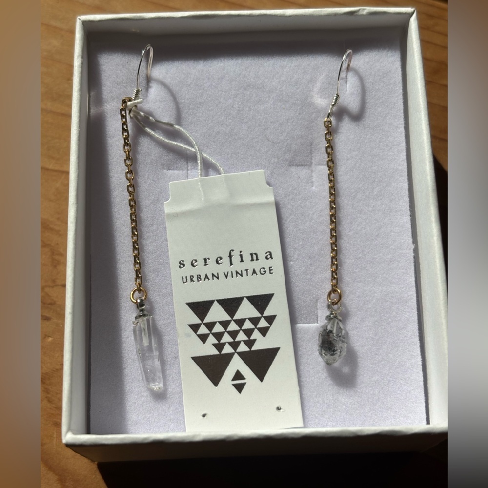 Serefina Gold Tone Drop Crystal Earrings NWT